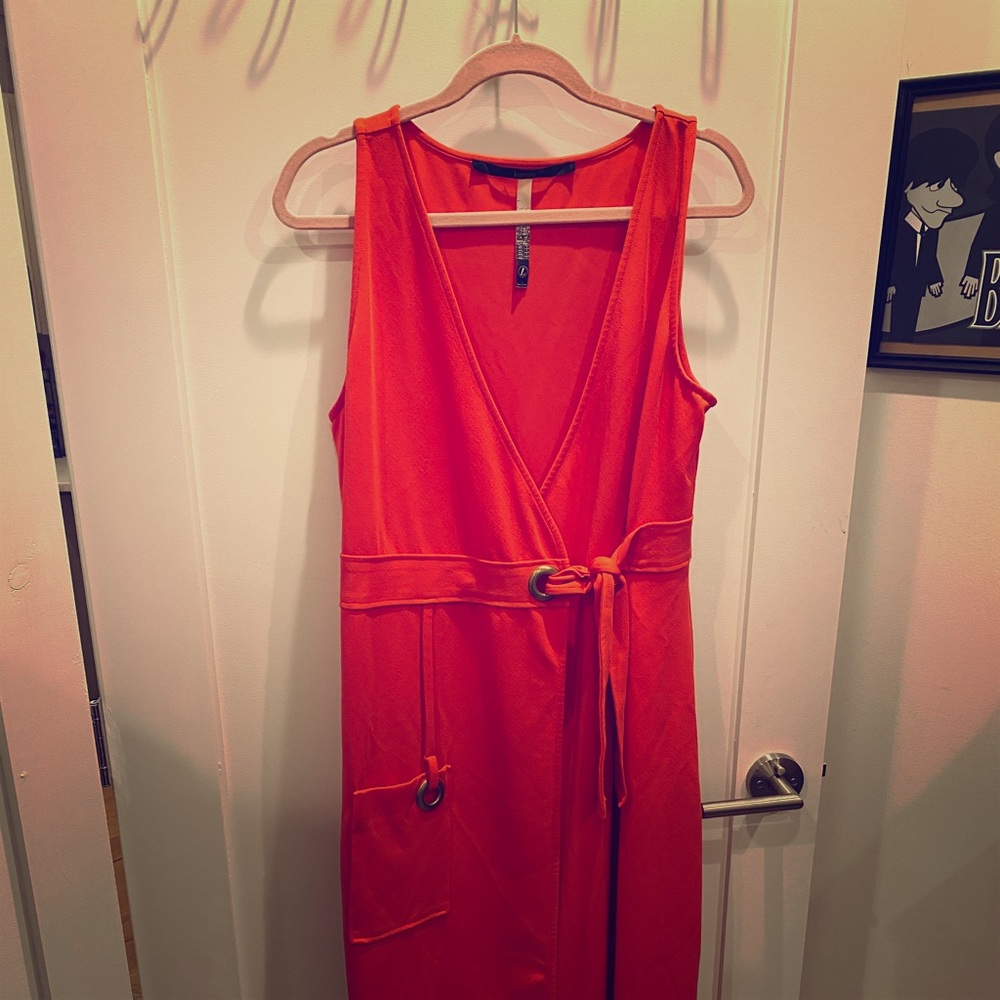 Red midi wrap dress!